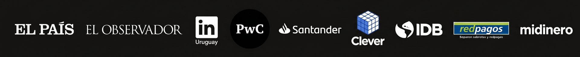 EL PAÍS, El Observador, LinkedIn Uruguay, PwC, Santander, Clever, IDB, Redpagos, Midinero